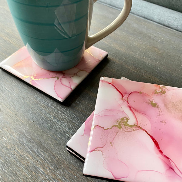 Custom Hand Painted Coaster Set - Inked in Style
