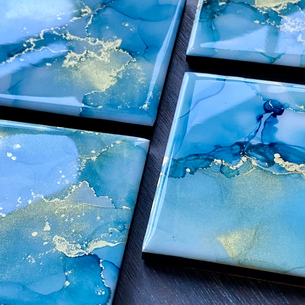Custom Hand Painted Coaster Set - Inked in Style
