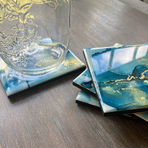 Custom Hand Painted Coaster Set - Inked in Style