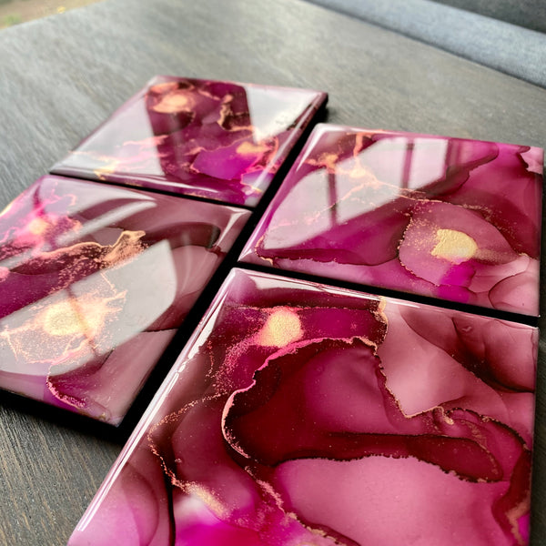 Custom Hand Painted Coaster Set - Inked in Style