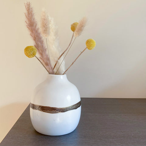 Gray and Gold Bud Vase