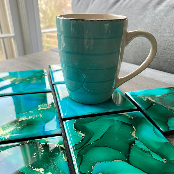 Custom Hand Painted Coaster Set - Inked in Style