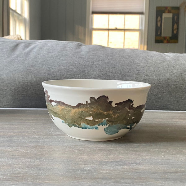 Sky Blue and Gray 6" Bowl - Inked in Style